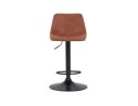 Tabouret réglable design OMALET en microfibre brune et pied en métal noir