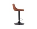 Tabouret réglable design OMALET en microfibre brune et pied en métal noir