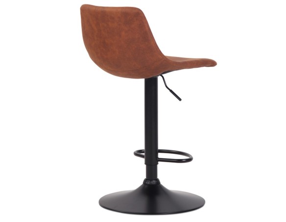 Tabouret réglable design OMALET en microfibre brune et pied en métal noir