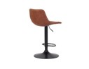 Tabouret réglable design OMALET en microfibre brune et pied en métal noir