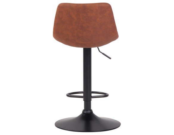 Tabouret réglable design OMALET en microfibre brune et pied en métal noir