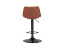 Tabouret réglable design OMALET en microfibre brune et pied en métal noir
