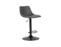 Tabouret réglable design OMALET en microfibre gris foncé et pied en métal noir