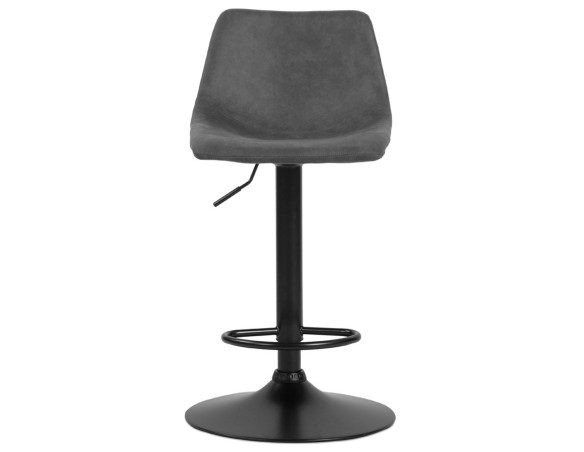 Tabouret réglable design OMALET en microfibre gris foncé et pied en métal noir
