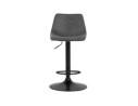 Tabouret réglable design OMALET en microfibre gris foncé et pied en métal noir