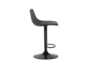 Tabouret réglable design OMALET en microfibre gris foncé et pied en métal noir