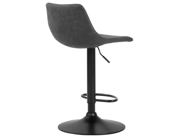 Tabouret réglable design OMALET en microfibre gris foncé et pied en métal noir