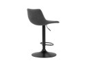 Tabouret réglable design OMALET en microfibre gris foncé et pied en métal noir