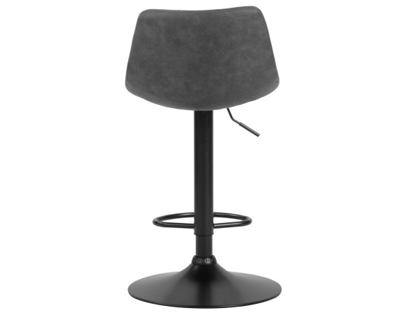 Tabouret réglable design OMALET en microfibre gris foncé et pied en métal noir