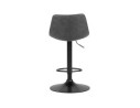 Tabouret réglable design OMALET en microfibre gris foncé et pied en métal noir