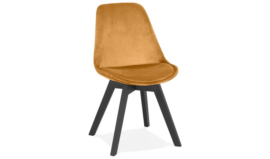 CH04470MUBL 5404028318799 Chaise en velours moutarde JOE avec structure en bois noir CH04470MUBL 5404028318799 Chaise en velours moutarde JOE avec structure en bois noir