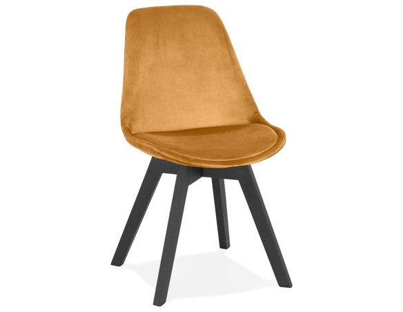 CH04470MUBL 5404028318799 Chaise en velours moutarde JOE avec structure en bois noir