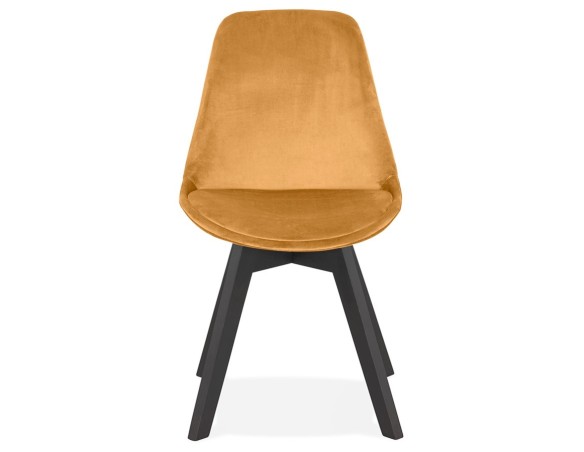 Chaise en velours moutarde JOE avec structure en bois noir