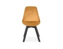 Chaise en velours moutarde JOE avec structure en bois noir