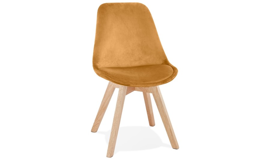 CH04480MUNA 5404028318812 Chaise en velours moutarde JOE avec structure en bois naturel CH04480MUNA 5404028318812 Chaise en velours moutarde JOE avec structure en bois naturel