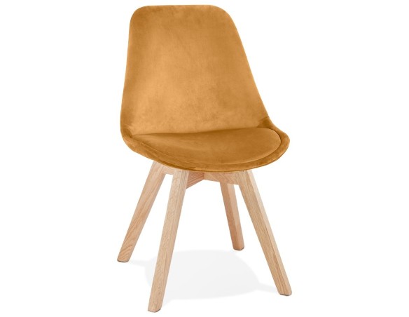 CH04480MUNA 5404028318812 Chaise en velours moutarde JOE avec structure en bois naturel