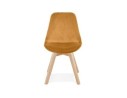 Chaise en velours moutarde JOE avec structure en bois naturel