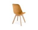 Chaise en velours moutarde JOE avec structure en bois naturel