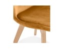 Chaise en velours moutarde JOE avec structure en bois naturel