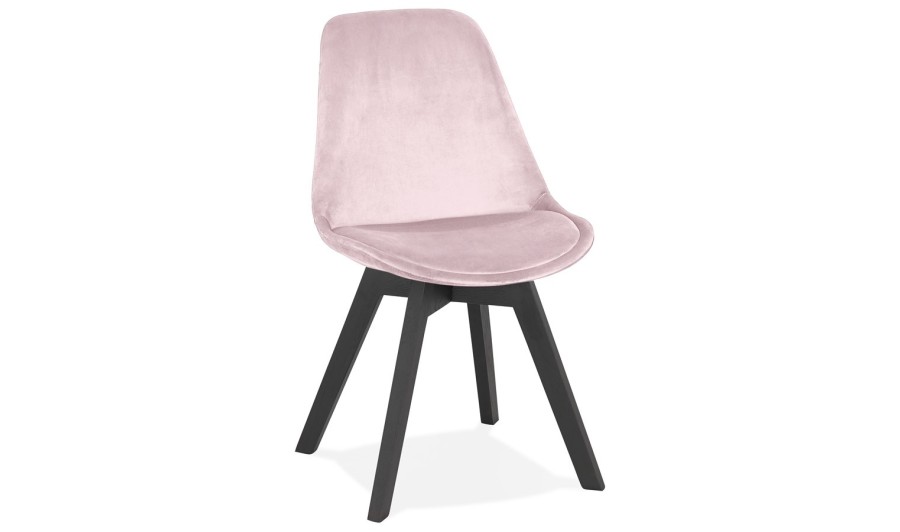 CH04490PIBL 5404028318836 Chaise en velours rose JOE avec structure en bois noir CH04490PIBL 5404028318836 Chaise en velours rose JOE avec structure en bois noir