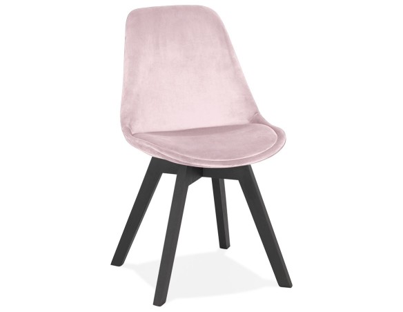 CH04490PIBL 5404028318836 Chaise en velours rose JOE avec structure en bois noir
