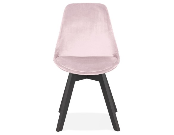 Chaise en velours rose JOE avec structure en bois noir