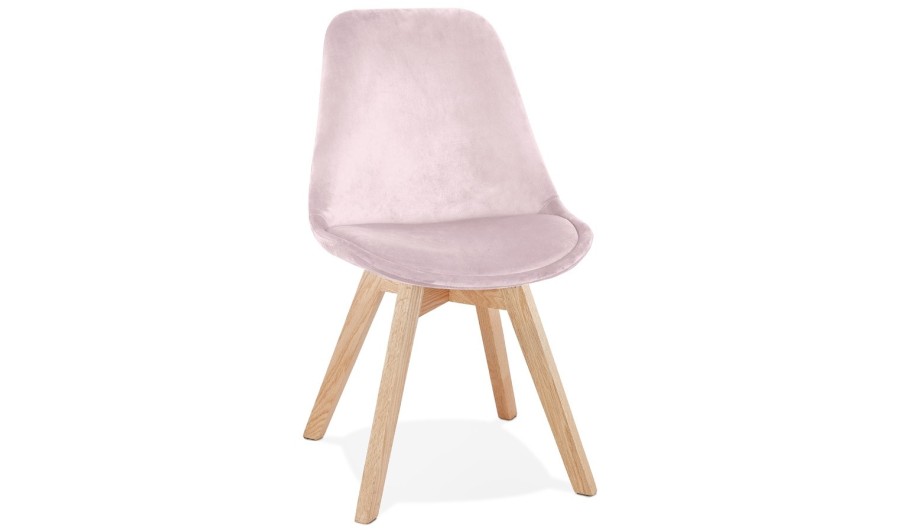 CH04500PINA 5404028318850 Chaise en velours rose JOE avec structure en bois naturel CH04500PINA 5404028318850 Chaise en velours rose JOE avec structure en bois naturel