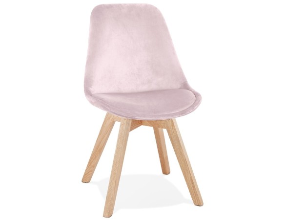 CH04500PINA 5404028318850 Chaise en velours rose JOE avec structure en bois naturel