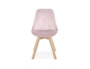 Chaise en velours rose JOE avec structure en bois naturel