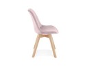 Chaise en velours rose JOE avec structure en bois naturel