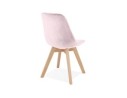 Chaise en velours rose JOE avec structure en bois naturel