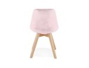 Chaise en velours rose JOE avec structure en bois naturel