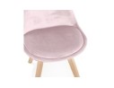 Chaise en velours rose JOE avec structure en bois naturel