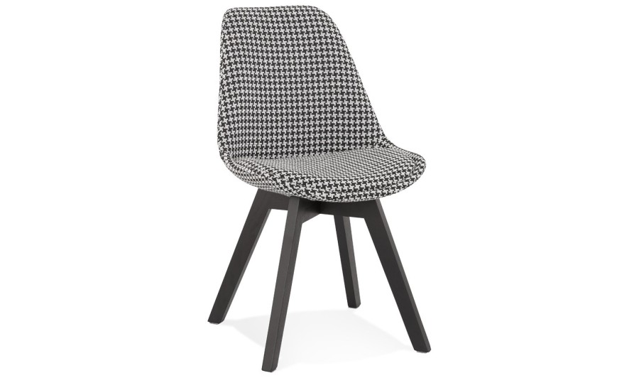 CH04510DIBL 5404028318874 Chaise en tissu pied de poule JOE avec structure en bois noir CH04510DIBL 5404028318874 Chaise en tissu pied de poule JOE avec structure en bois noir