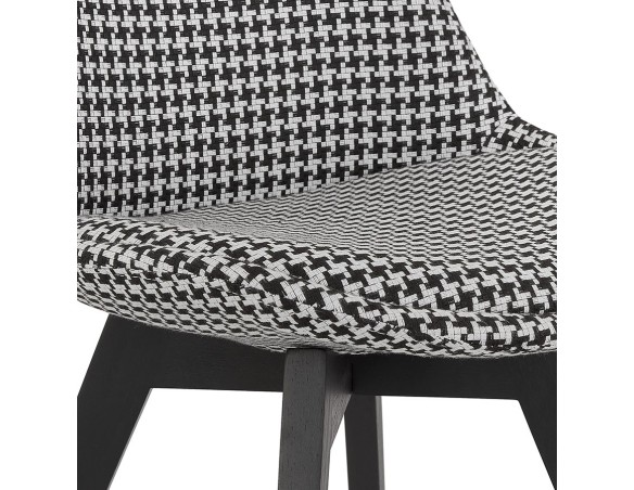 Chaise en tissu pied de poule JOE avec structure en bois noir