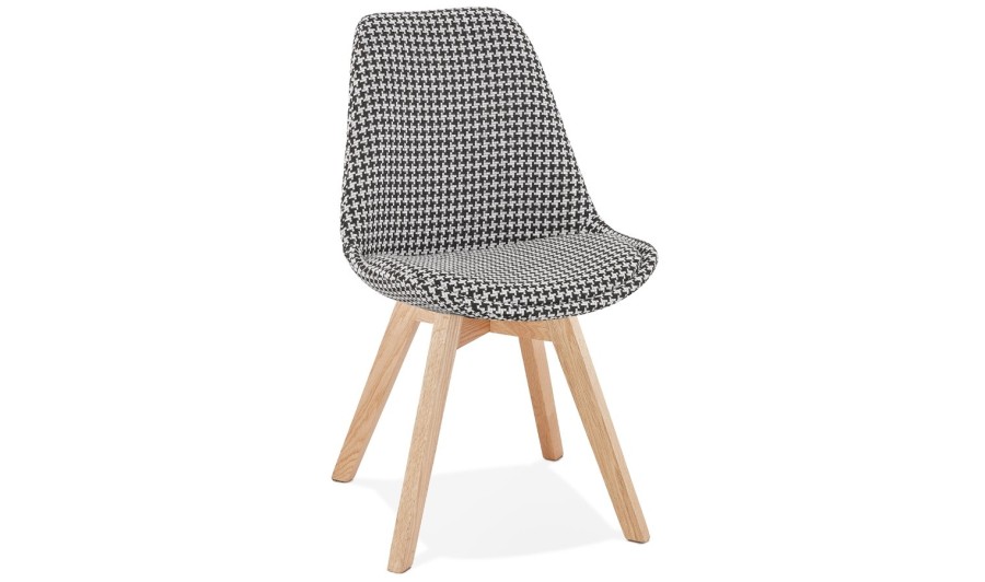 CH04520DINA 5404028318898 Chaise en tissu pied de poule JOE avec structure en bois naturel CH04520DINA 5404028318898 Chaise en tissu pied de poule JOE avec structure en bois naturel