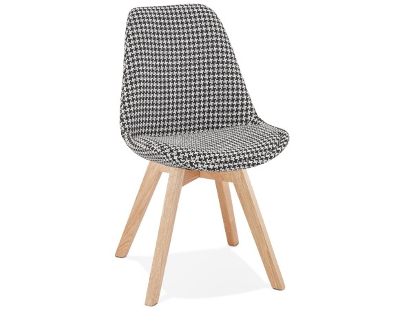 CH04520DINA 5404028318898 Chaise en tissu pied de poule JOE avec structure en bois naturel