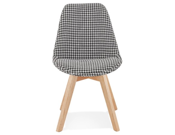 Chaise en tissu pied de poule JOE avec structure en bois naturel