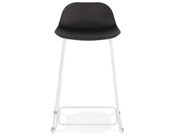 Tabouret snack mi-hauteur BABYLOS MINI noir avec pieds en métal blanc