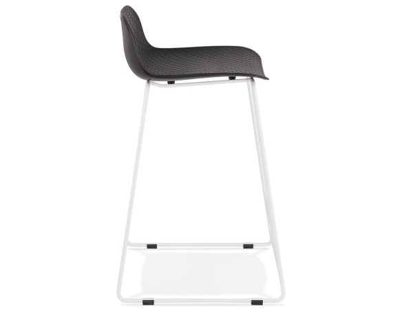 Tabouret snack mi-hauteur BABYLOS MINI noir avec pieds en métal blanc
