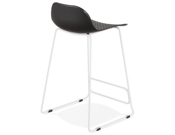 Tabouret snack mi-hauteur BABYLOS MINI noir avec pieds en métal blanc