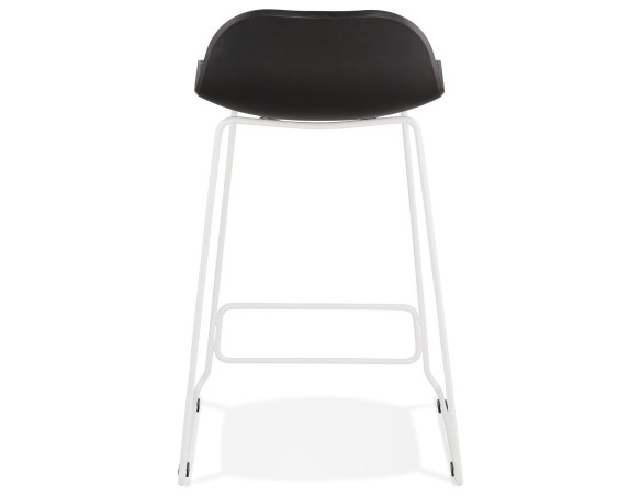 Tabouret snack mi-hauteur BABYLOS MINI noir avec pieds en métal blanc