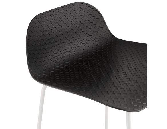 Tabouret snack mi-hauteur BABYLOS MINI noir avec pieds en métal blanc