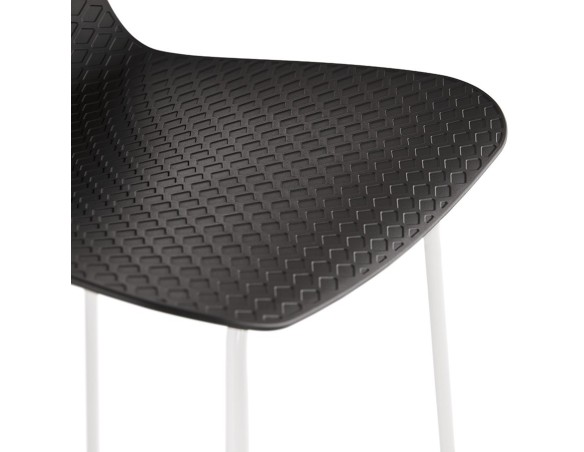 Tabouret snack mi-hauteur BABYLOS MINI noir avec pieds en métal blanc