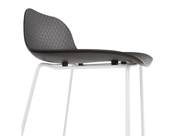 Tabouret snack mi-hauteur BABYLOS MINI noir avec pieds en métal blanc