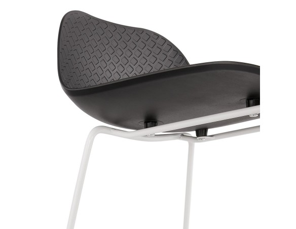 Tabouret snack mi-hauteur BABYLOS MINI noir avec pieds en métal blanc