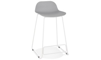 BS02030GRWH 5420072058450 Tabouret snack mi-hauteur BABYLOS MINI gris avec pieds en métal blanc