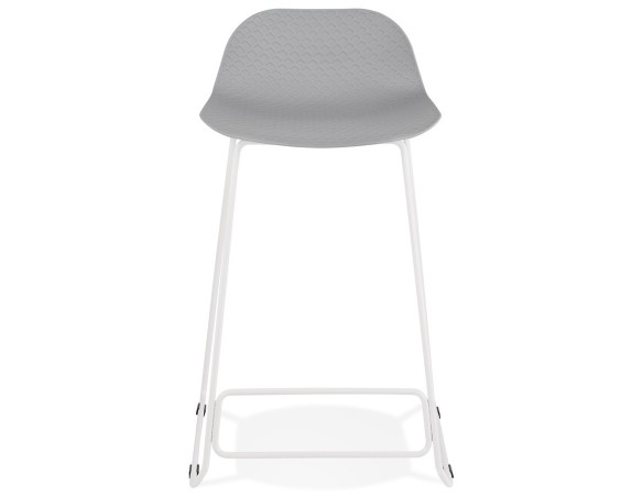 Tabouret snack mi-hauteur BABYLOS MINI gris avec pieds en métal blanc