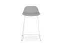 Tabouret snack mi-hauteur BABYLOS MINI gris avec pieds en métal blanc