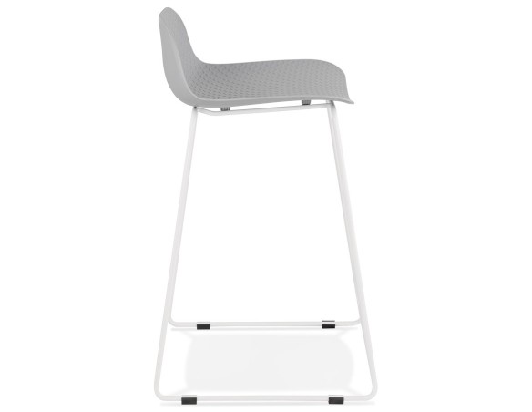 Tabouret snack mi-hauteur BABYLOS MINI gris avec pieds en métal blanc